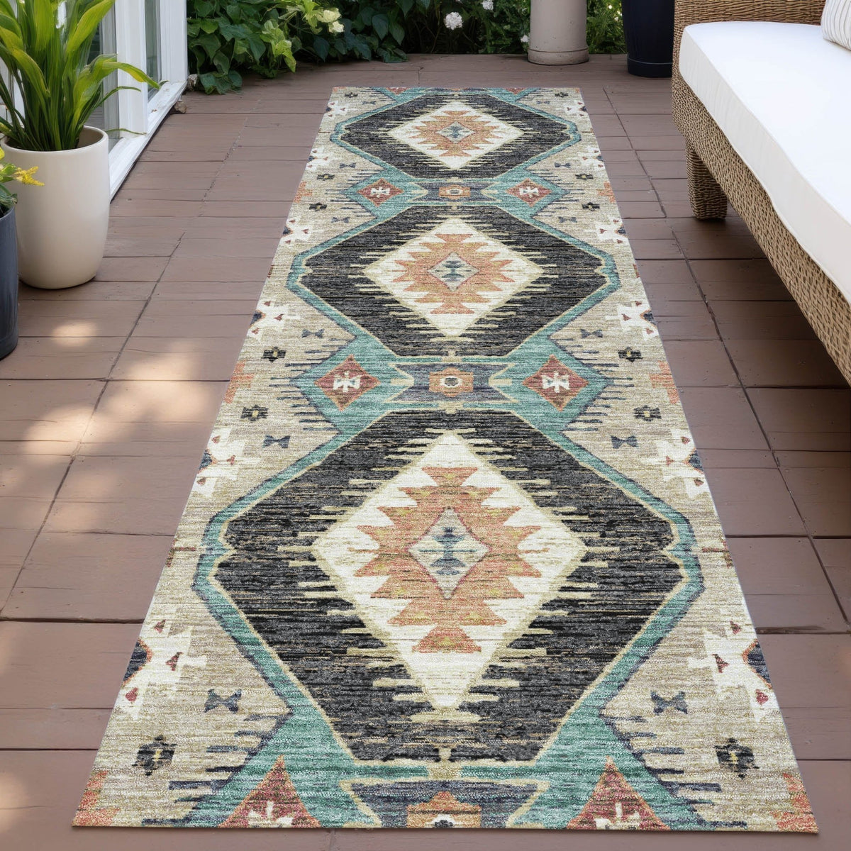 Addison Chantille ACN2210 Moroccan Machine Made Transitional Black Rug