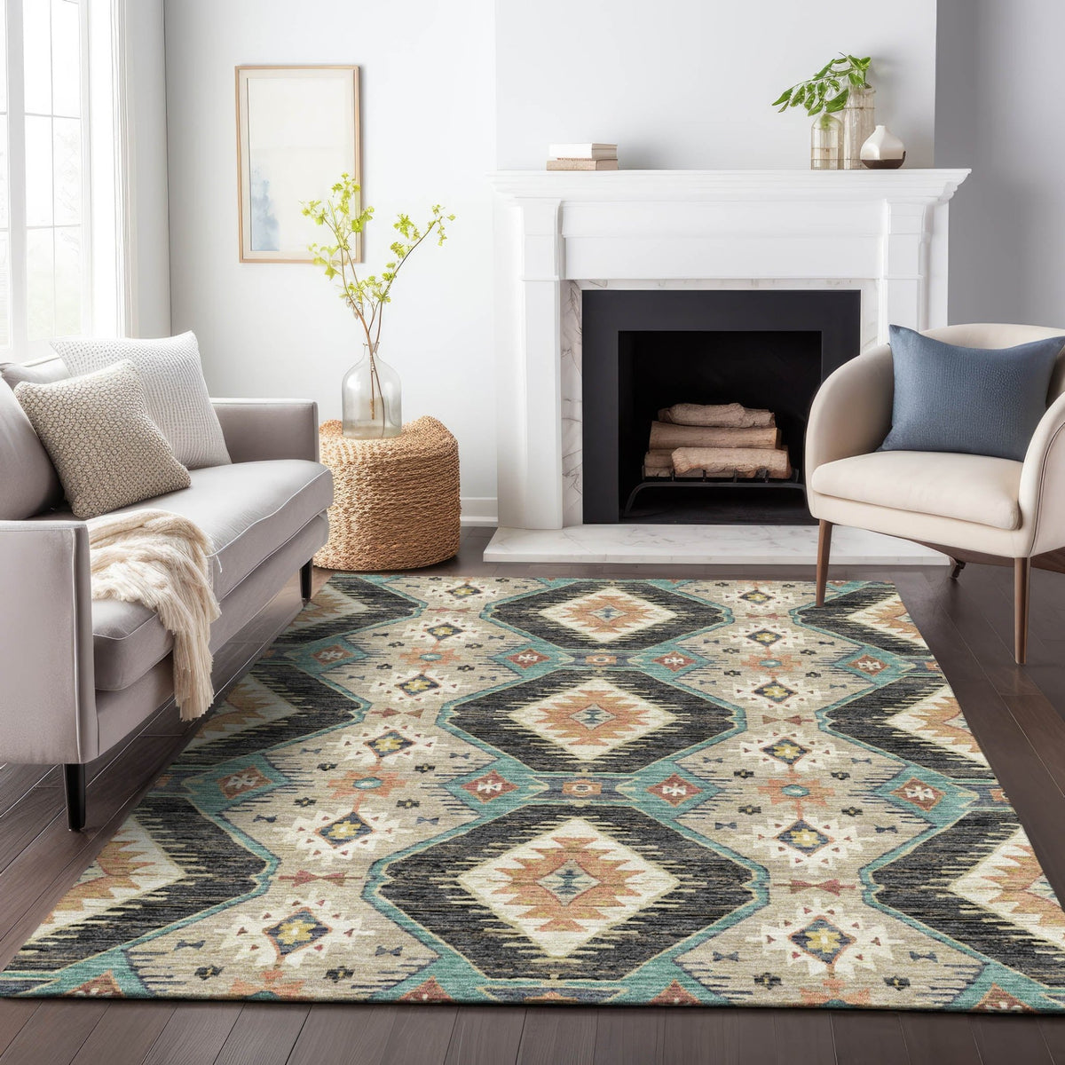 Addison Chantille ACN2210 Moroccan Machine Made Transitional Black Rug