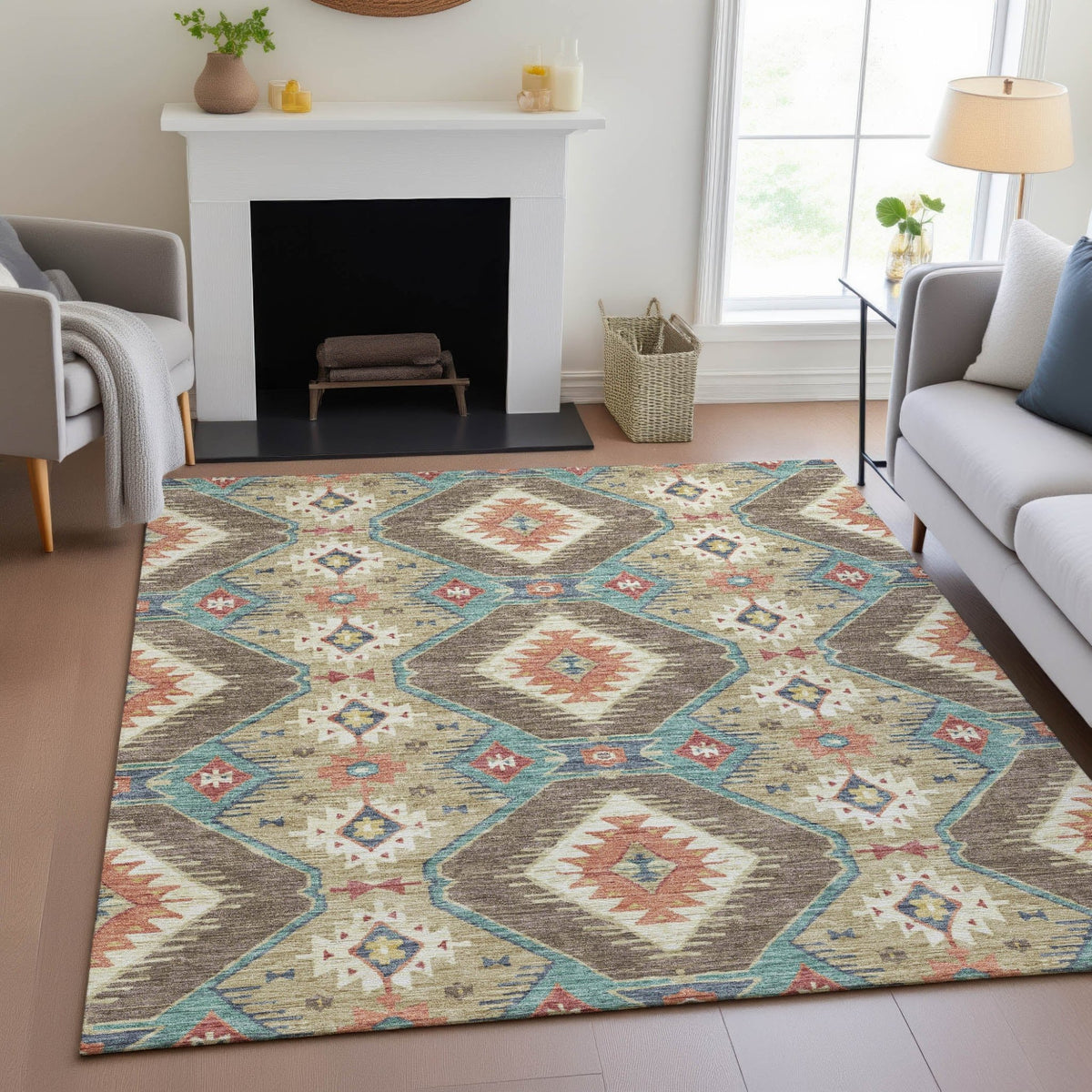 Addison Chantille ACN2210 Moroccan Machine Made Transitional Khaki Rug