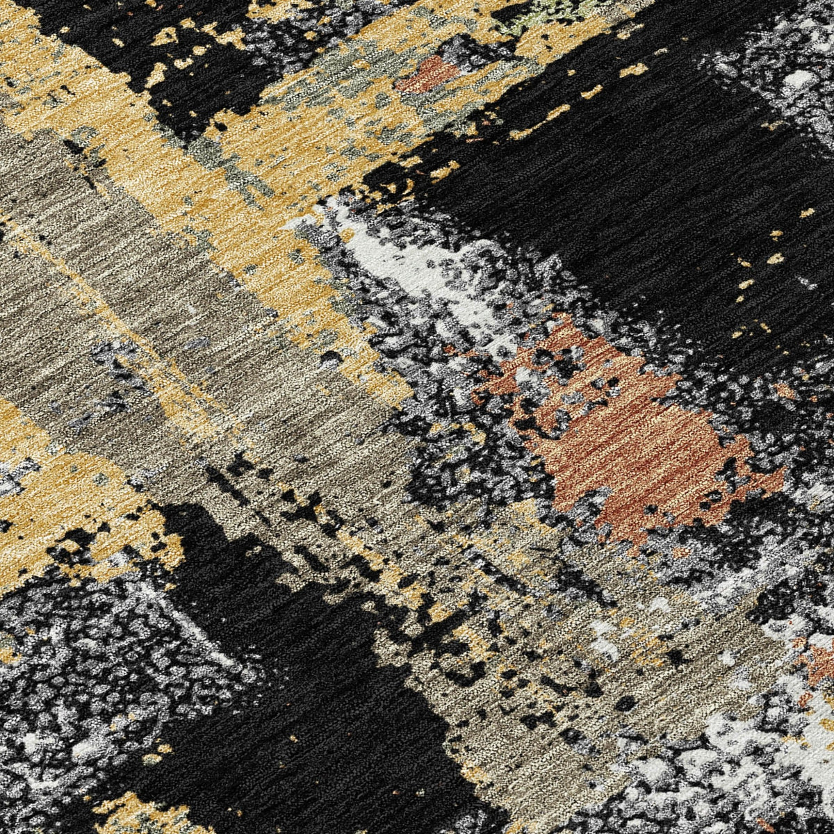 Addison Chantille ACN2212 Abstract Machine Made Transitional Black Rug