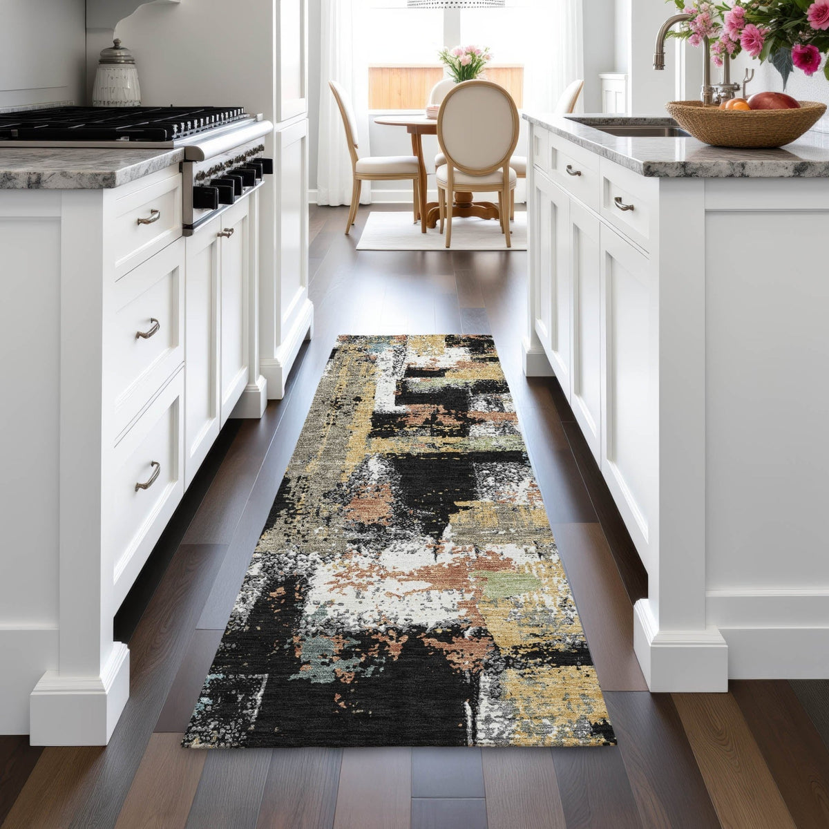Addison Chantille ACN2212 Abstract Machine Made Transitional Black Rug