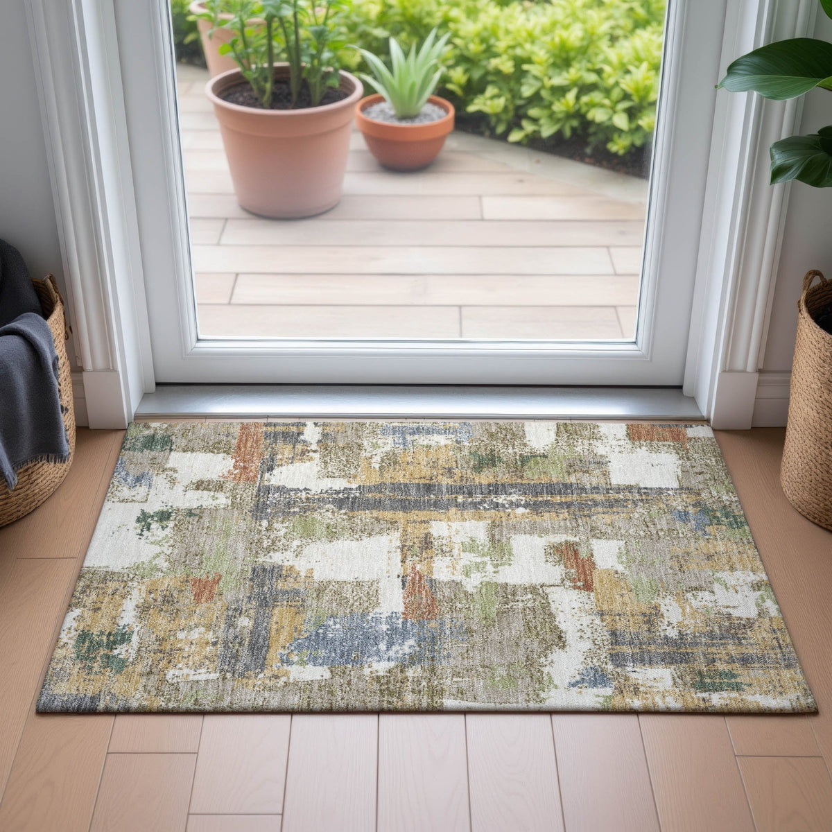 Addison Chantille ACN2212 Abstract Machine Made Transitional Ivory Rug