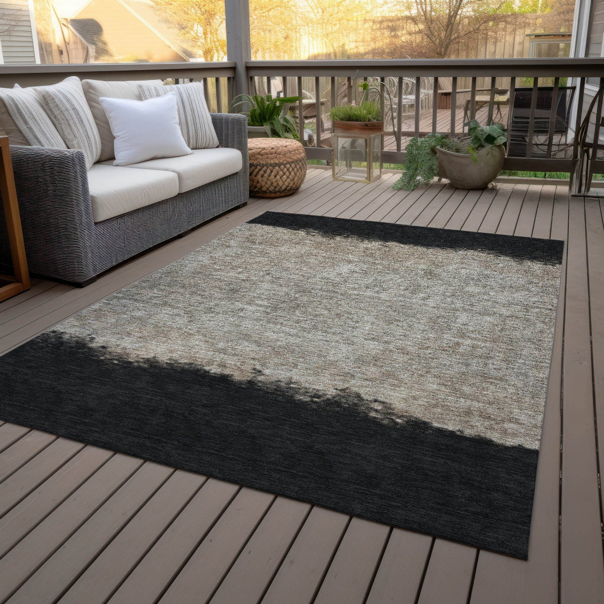 Addison Chantille ACN2214 Stripes Machine Made Transitional Black Rug