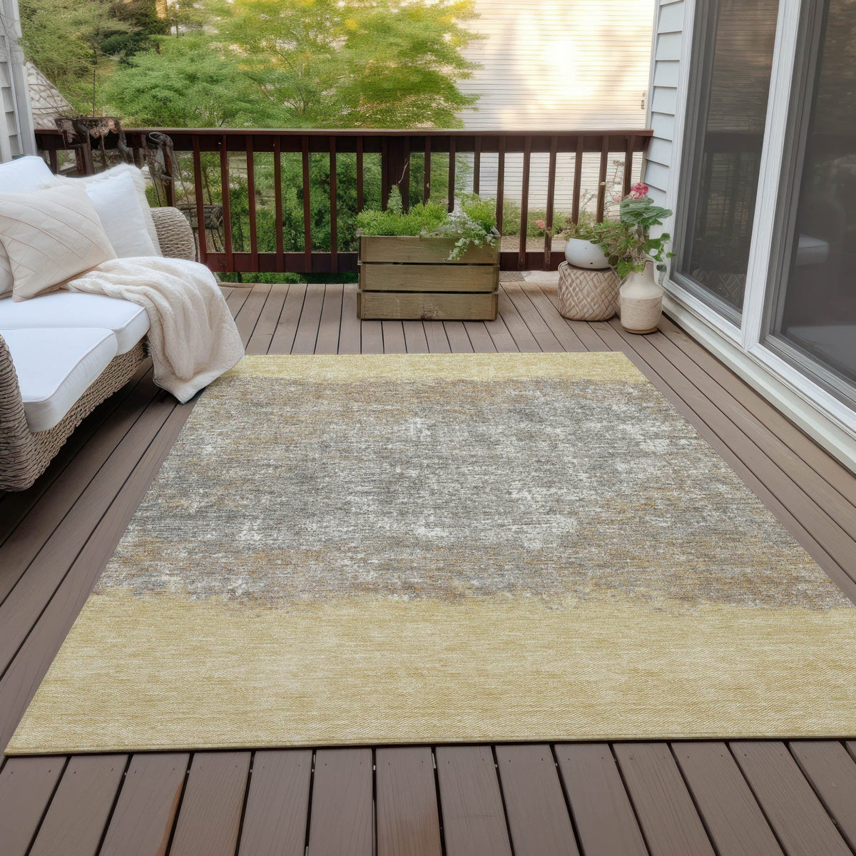Addison Chantille ACN2214 Stripes Machine Made Transitional Gold Rug