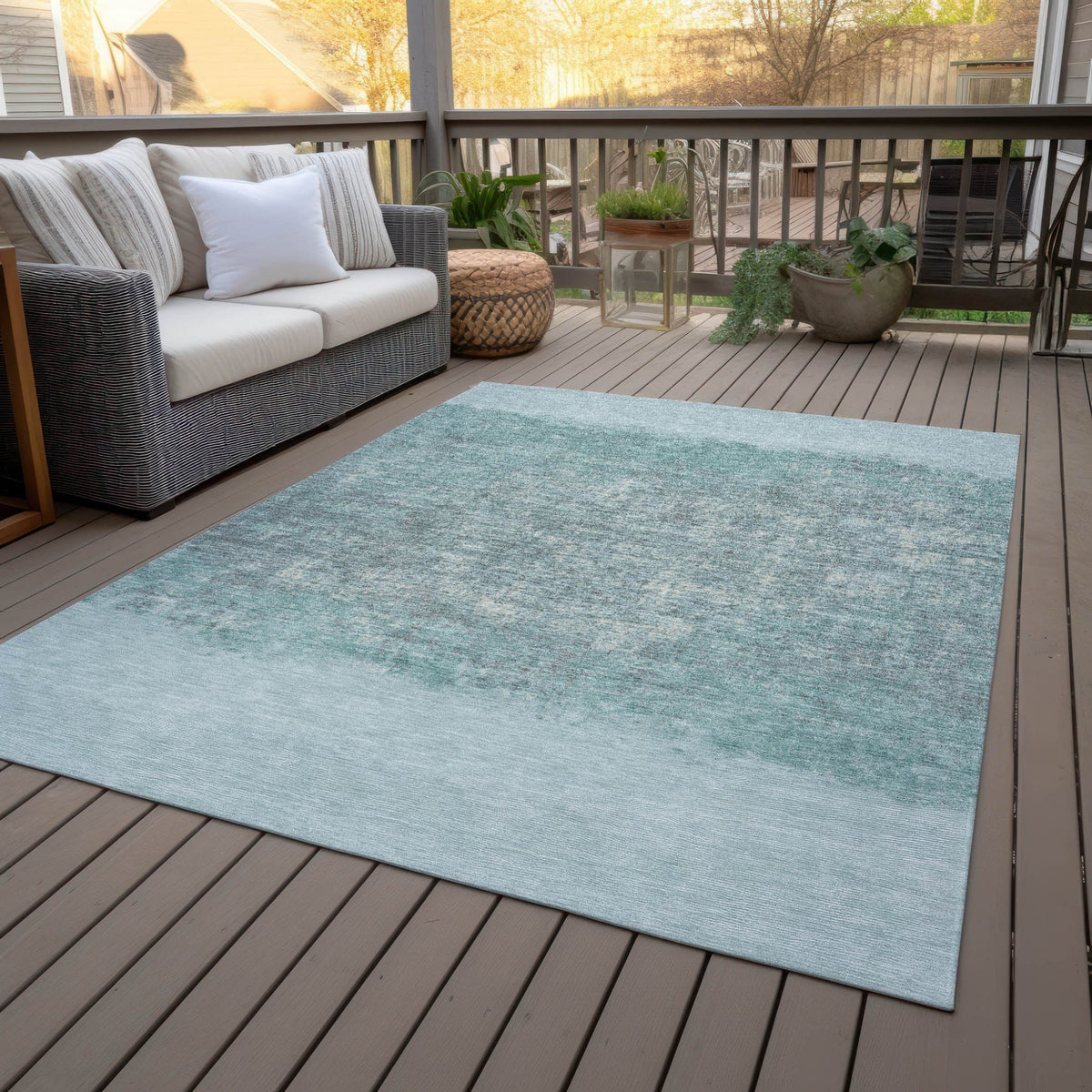 Addison Chantille ACN2214 Stripes Machine Made Transitional Teal Rug
