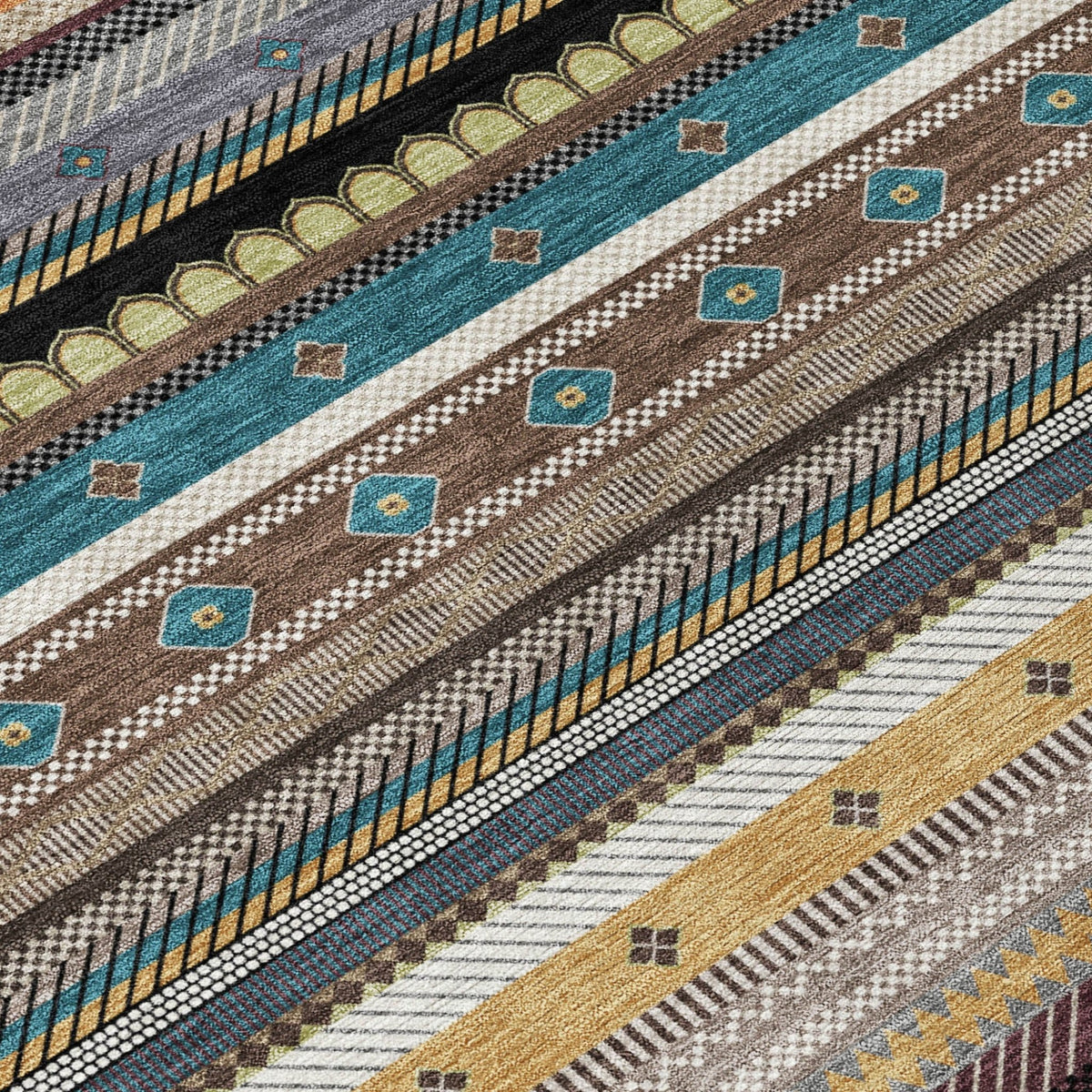 Addison Chantille ACN2218 Stripes Machine Made Transitional Brown Rug