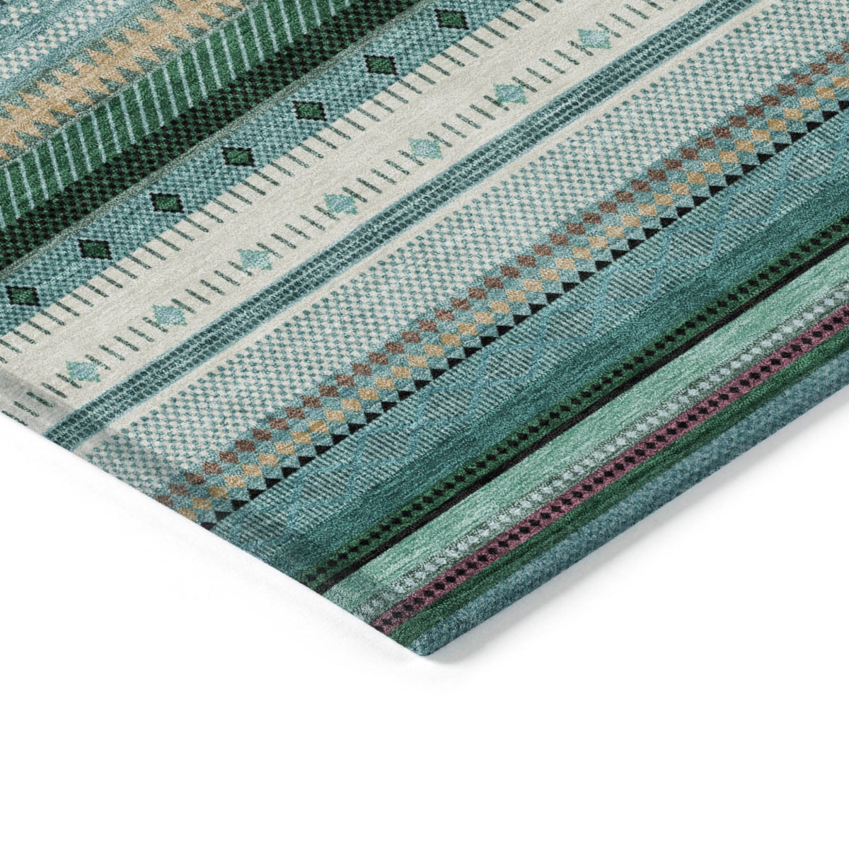 Addison Chantille ACN2218 Stripes Machine Made Transitional Teal Rug