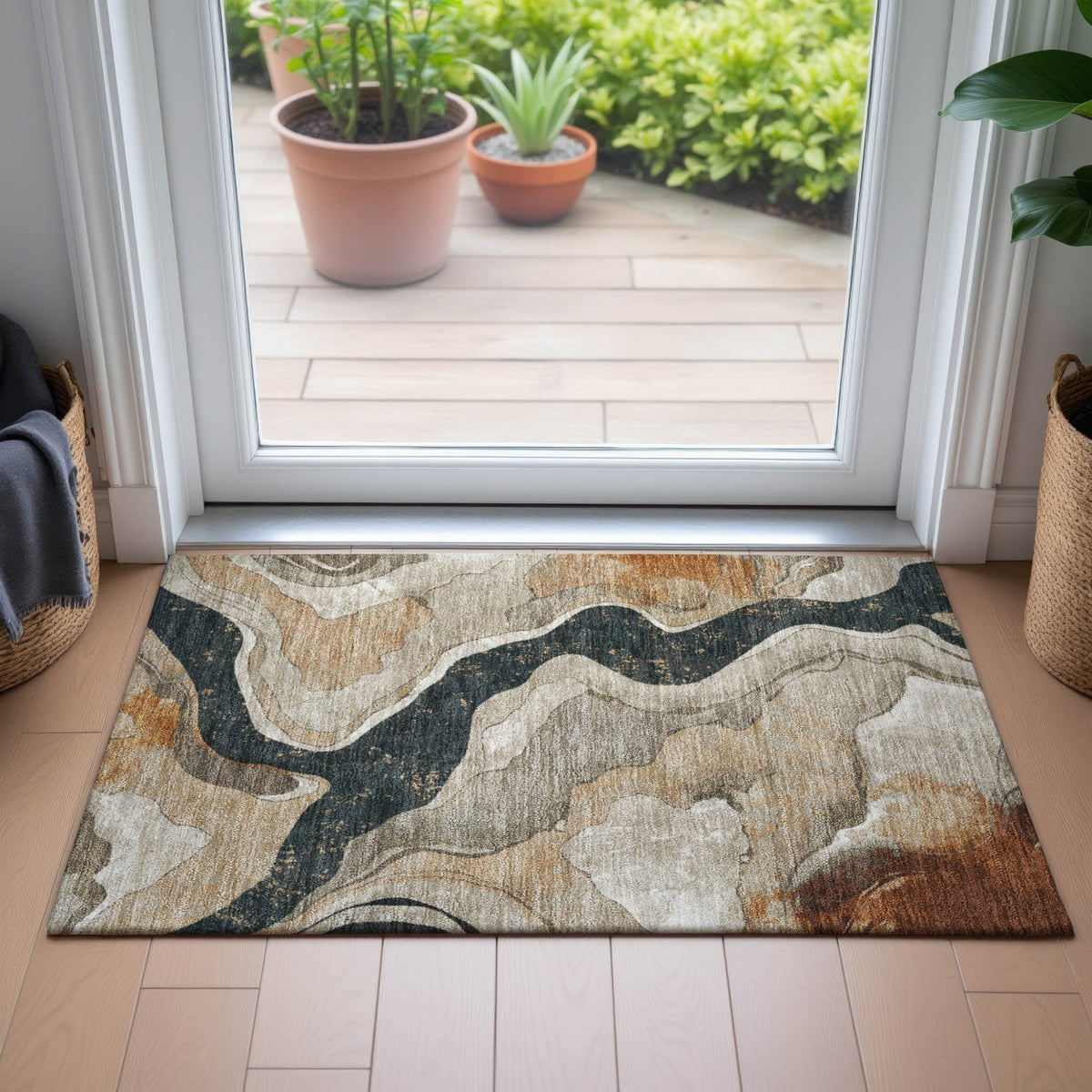 Addison Chantille ACN2219 Abstract Machine Made Transitional Putty Rug