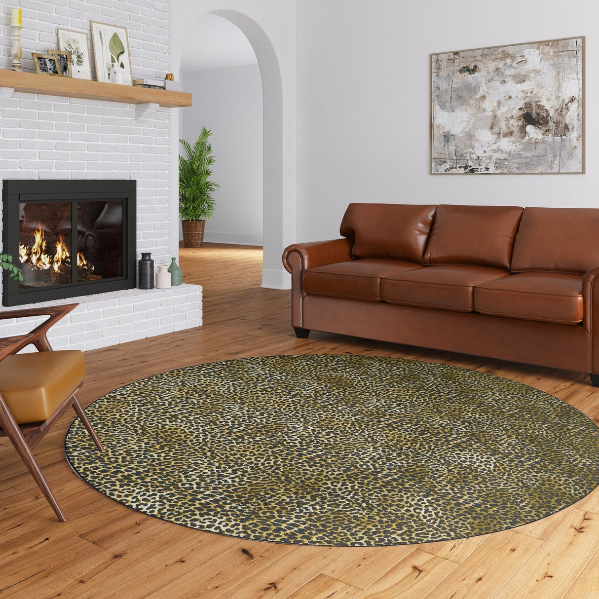 Dalyn Akina AK2 Gold Rug shown in a room