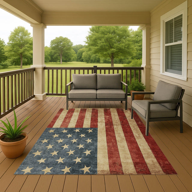 Dalyn Americana AM1 Red Rug outdoor lifestyle image