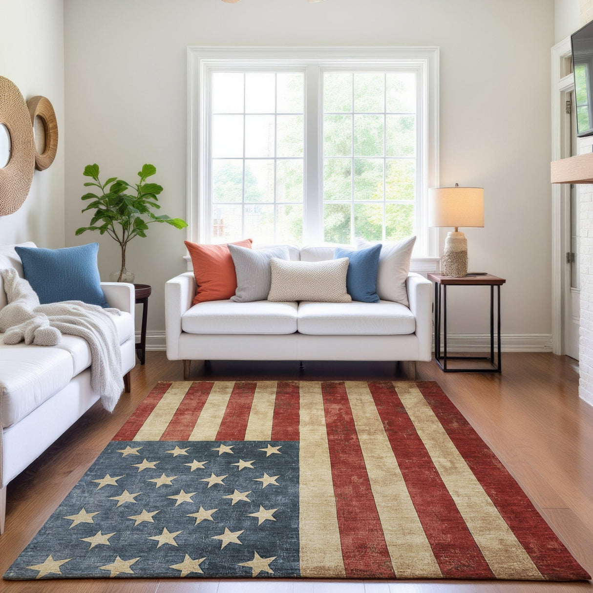 Dalyn Americana AM1 Red Rug shown in a room
