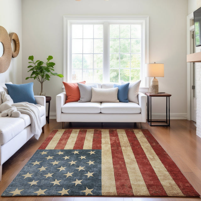 Dalyn Americana AM1 Red Rug shown in a room