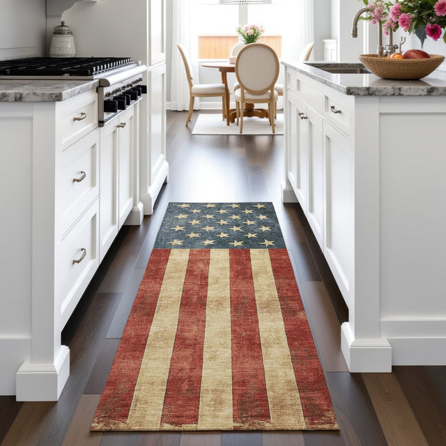 Dalyn Americana AM1 Red Rug shown in a room