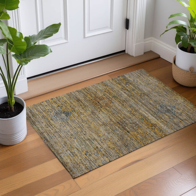 Dalyn Aristo AR1 Gold Rug shown in a room
