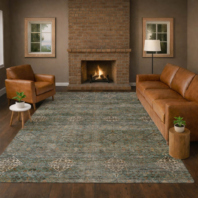 Dalyn Aristo AR1 Teal Rug shown in a room