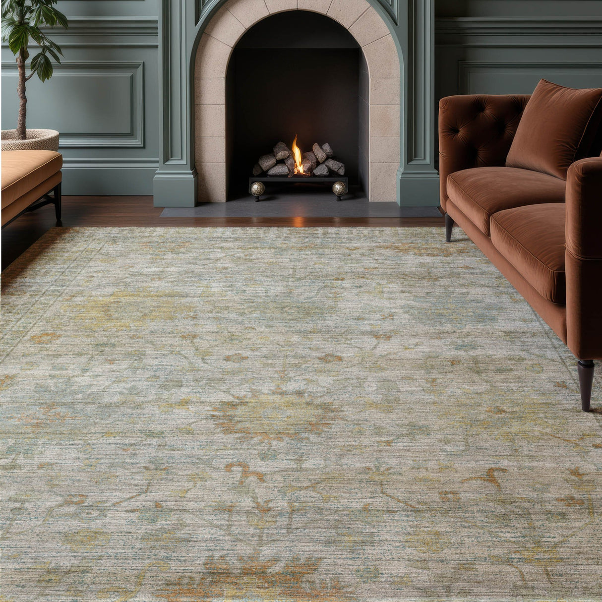 Dalyn Aristo AR2 Ivory Rug shown in a room