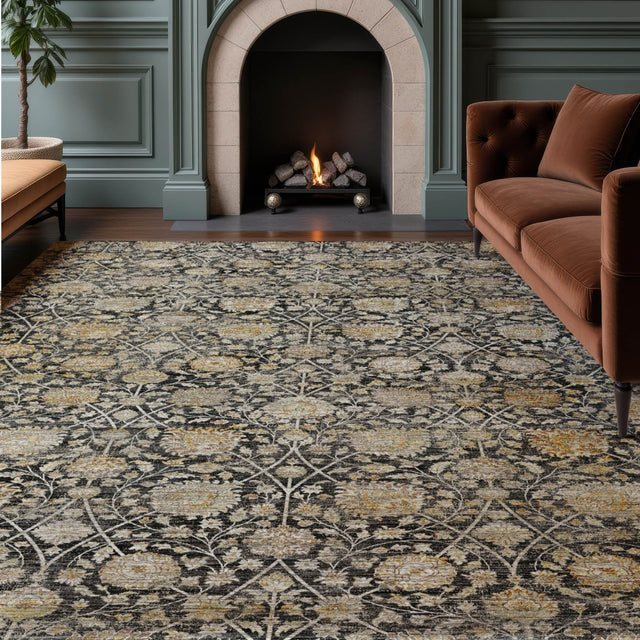 Dalyn Aristo AR3 Black Rug shown in a room