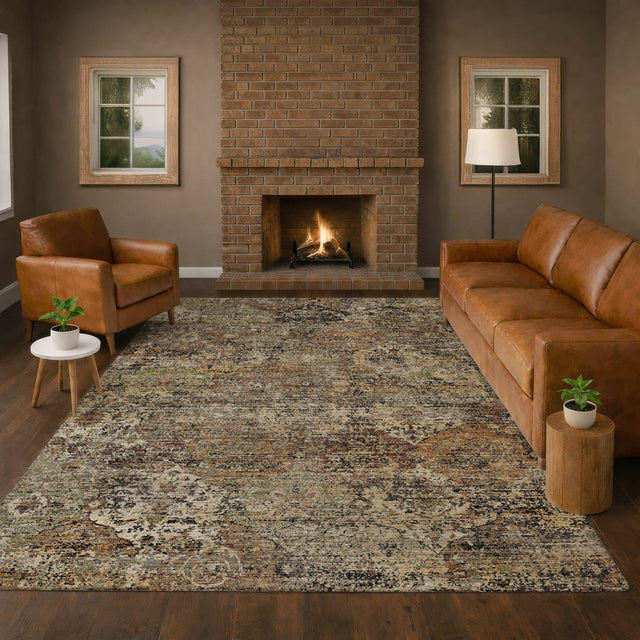 Dalyn Aristo AR4 Taupe Rug shown in a room