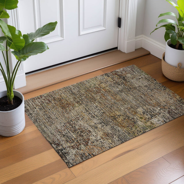 Dalyn Aristo AR4 Taupe Rug shown in a room