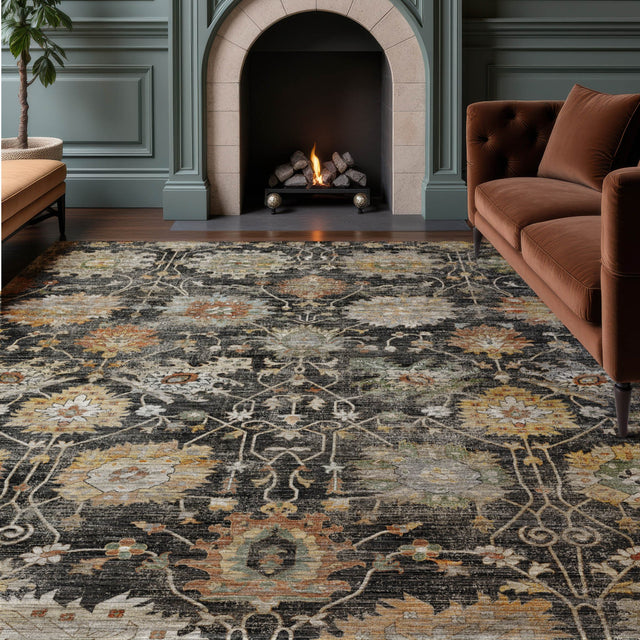 Dalyn Aristo AR6 Black Rug shown in a room