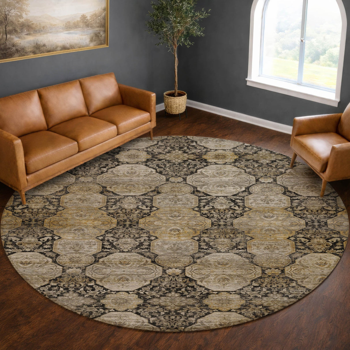 Dalyn Aristo AR8 Black Rug shown in a room