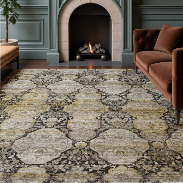 Dalyn Aristo AR8 Black Rug shown in a room