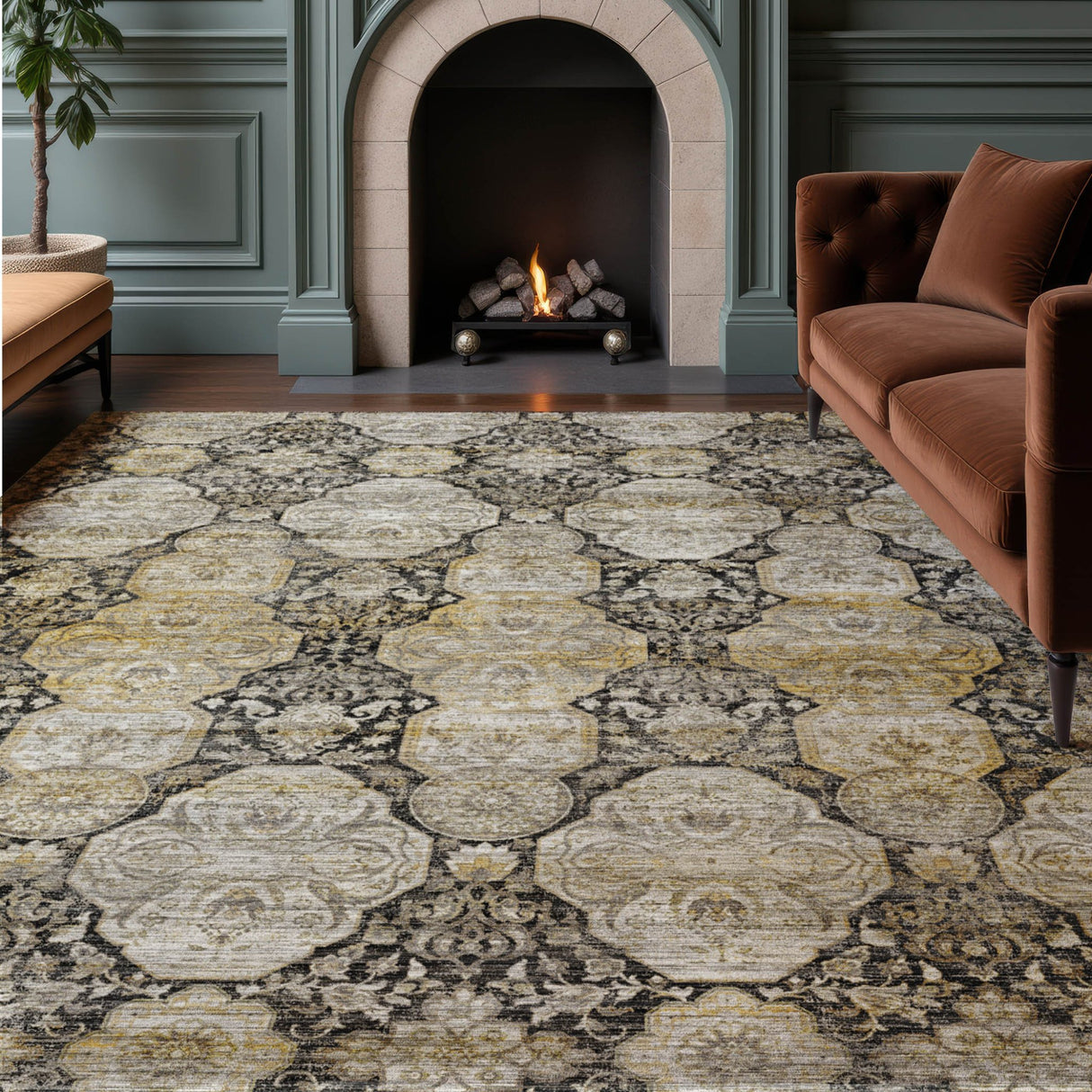 Dalyn Aristo AR8 Black Rug shown in a room