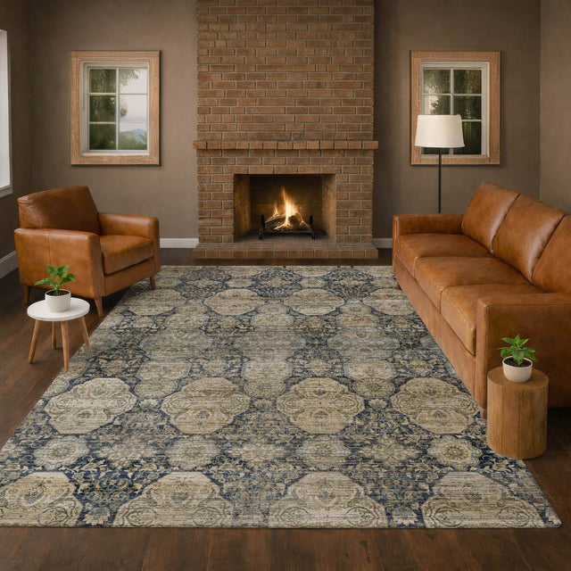 Dalyn Aristo AR8 Navy Rug shown in a room