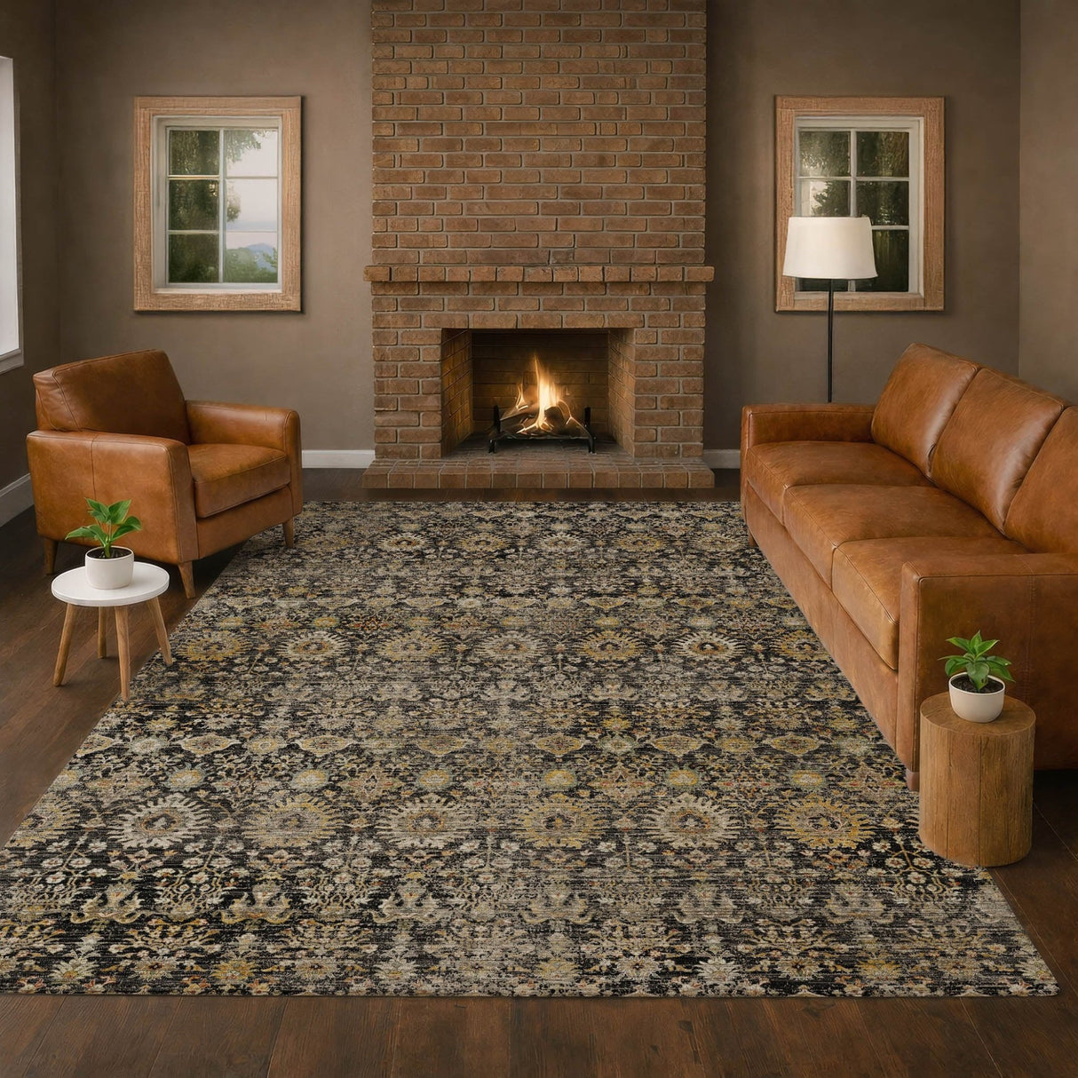 Dalyn Aristo AR9 Black Rug shown in a room