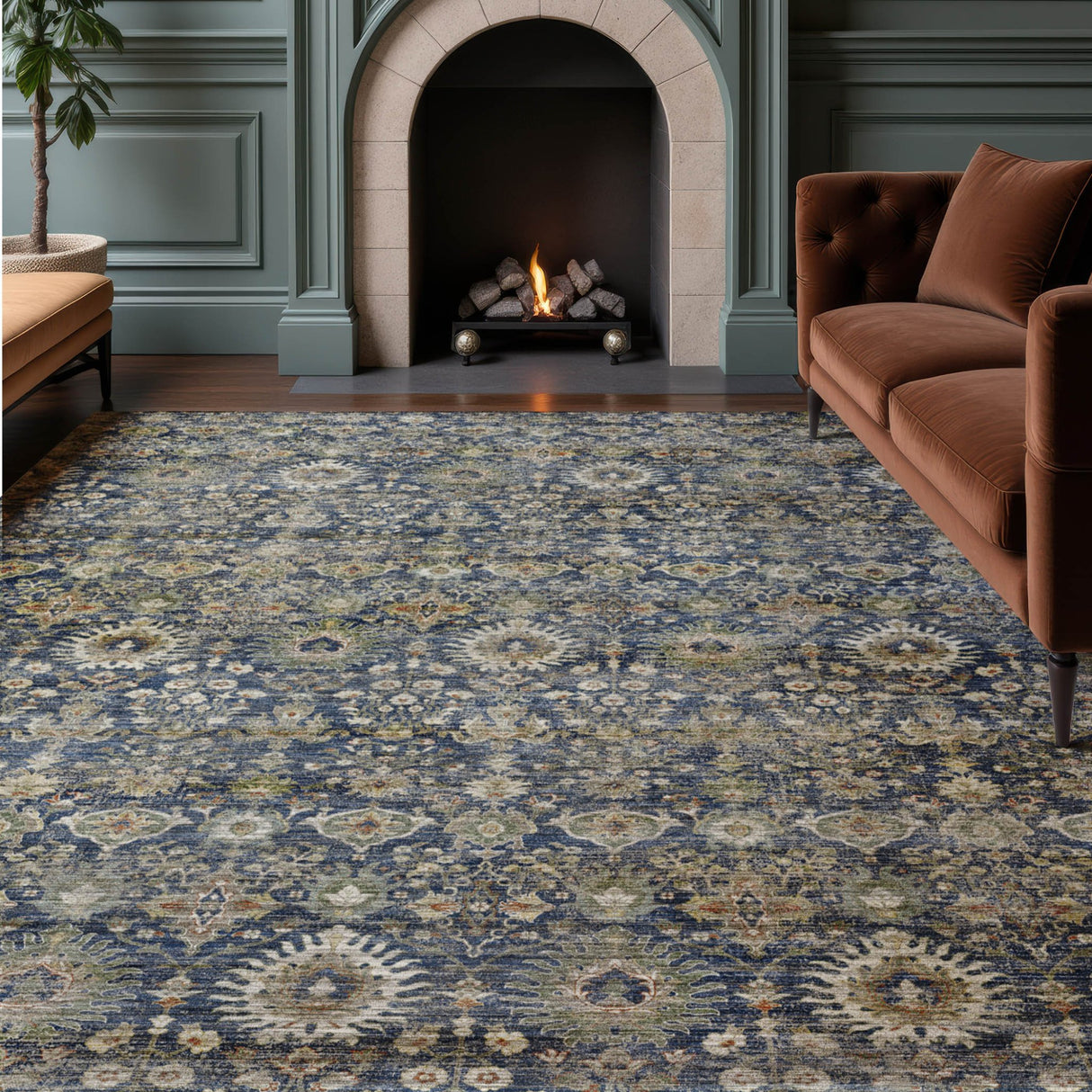Dalyn Aristo AR9 Navy Rug shown in a room