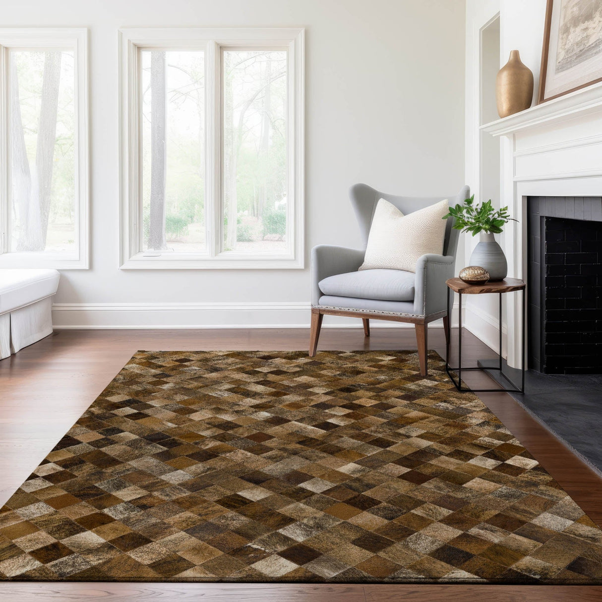 Dalyn Bozeman BM2 Brown Rug shown in a room