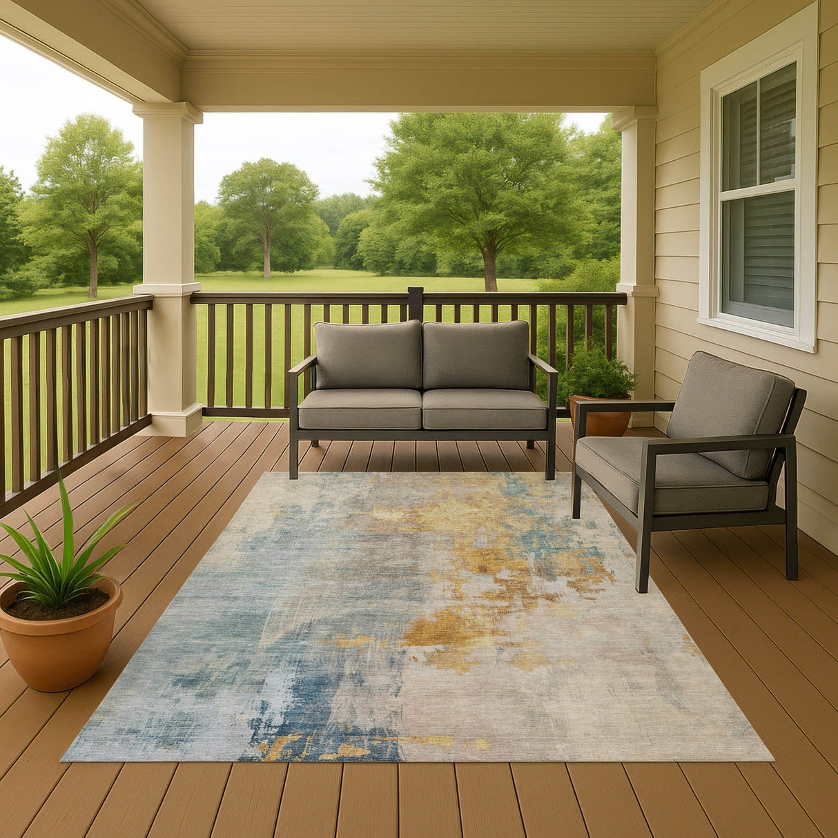 Dalyn Bresca BC4 Linen Rug outdoor lifestyle image