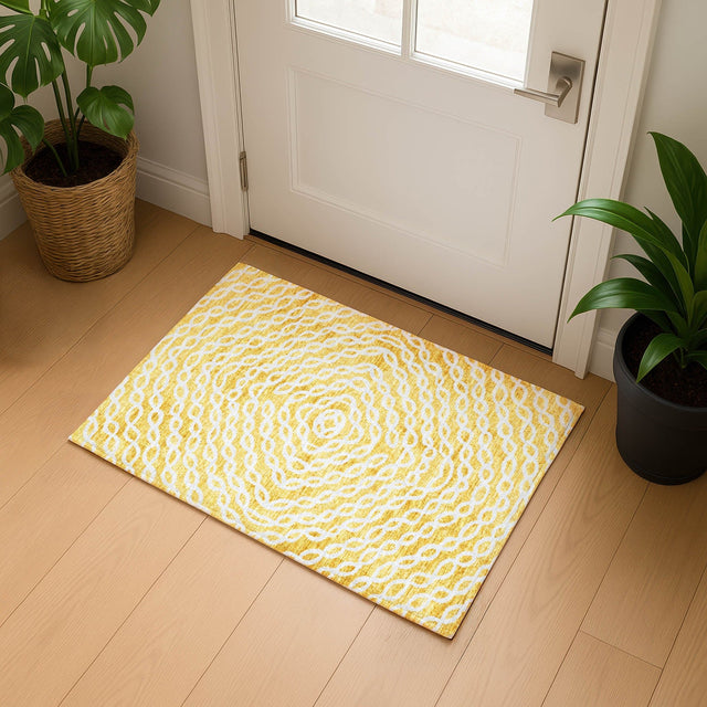 Dalyn Brisbane BR3 Gold Rug shown in a room