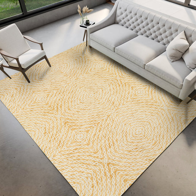 Dalyn Brisbane BR3 Gold Rug shown in a room