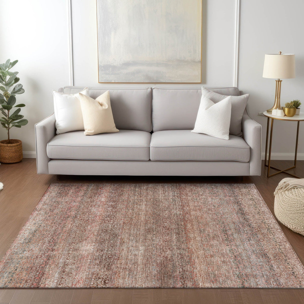 Dalyn Burano BU12 Coral Rug shown in a room