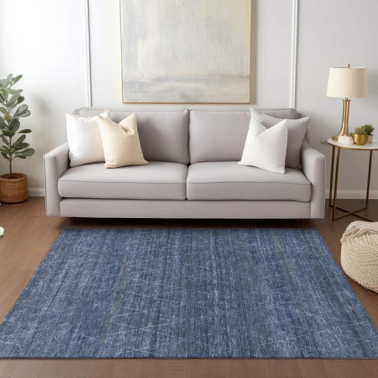 Dalyn Burano BU3 Navy Rug shown in a room