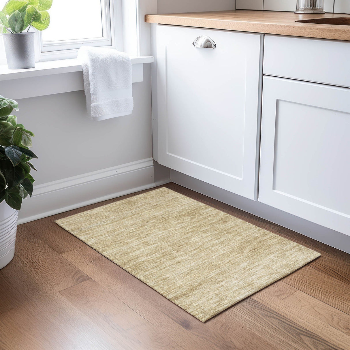 Dalyn Burano BU3 Wheat Rug shown in a room