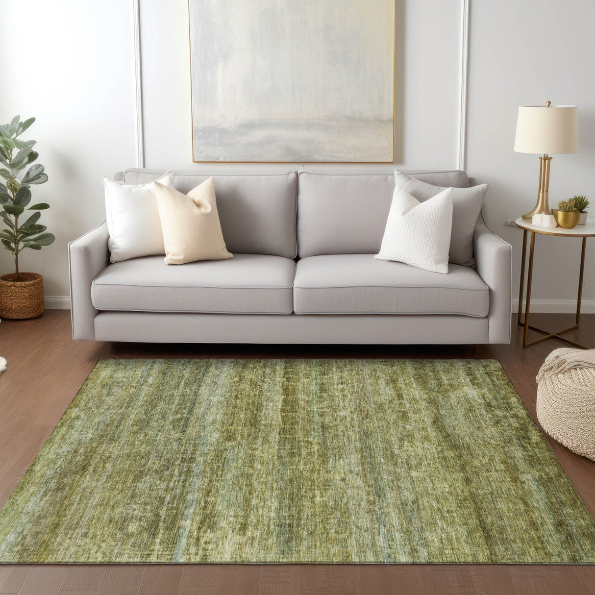 Dalyn Burano BU4 Olive Rug shown in a room