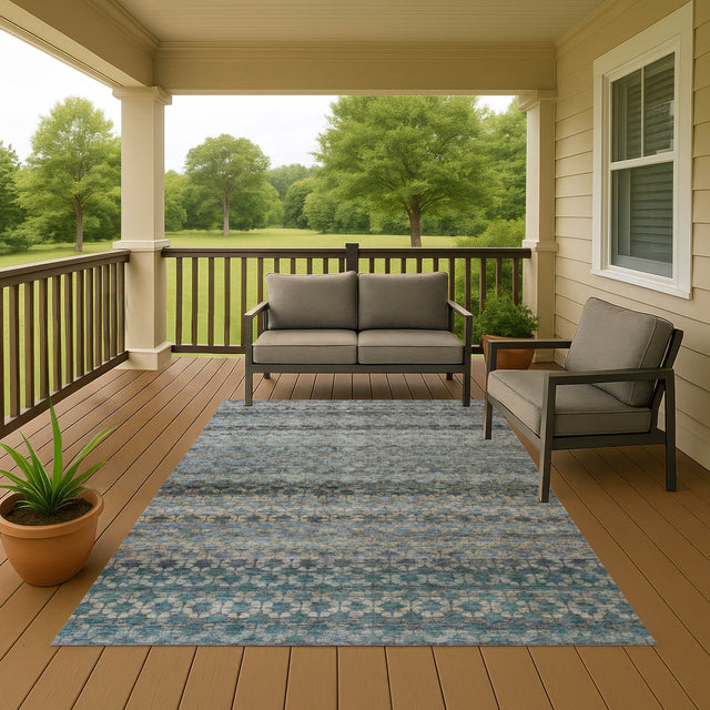 Dalyn Burano BU6 Blue Rug outdoor lifestyle image