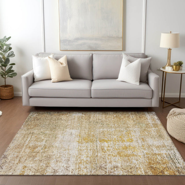 Dalyn Burano BU7 Gold Rug shown in a room