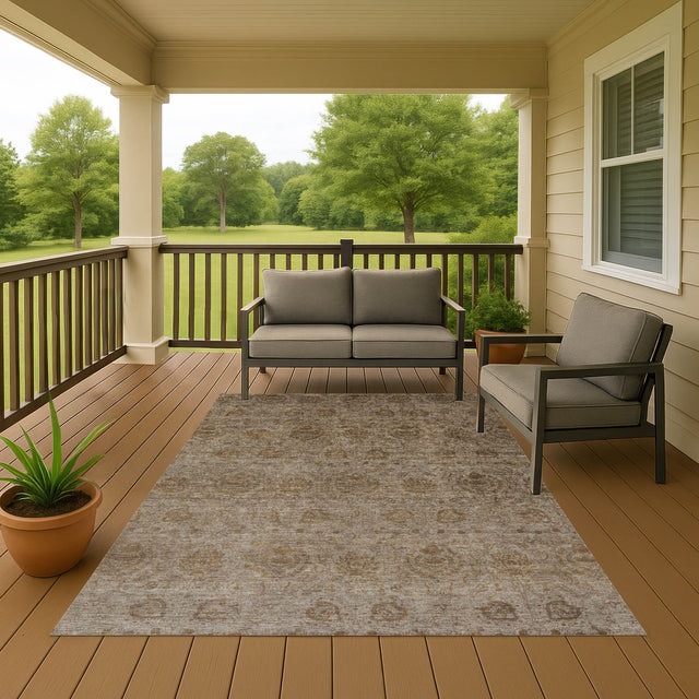 Dalyn Burano BU8 Brown Rug outdoor lifestyle image