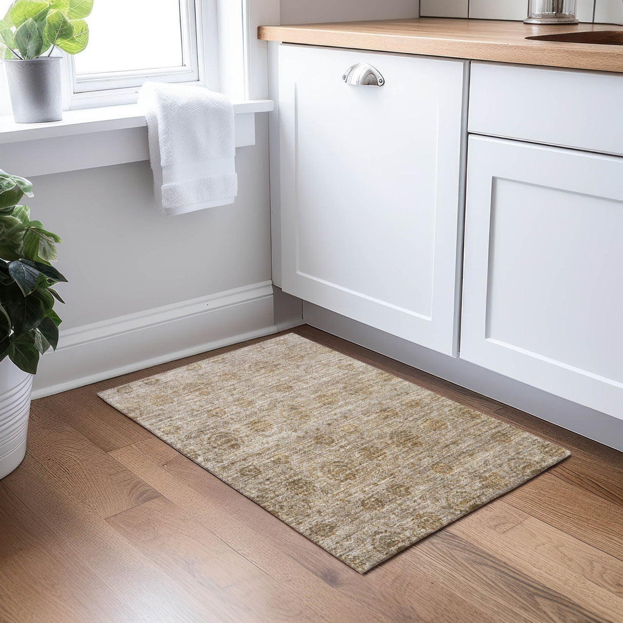 Dalyn Burano BU8 Brown Rug shown in a room