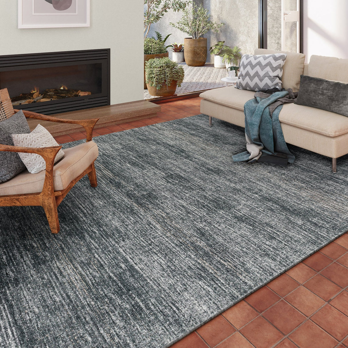 Dalyn Ciara CR1 Charcoal Rug shown in a room