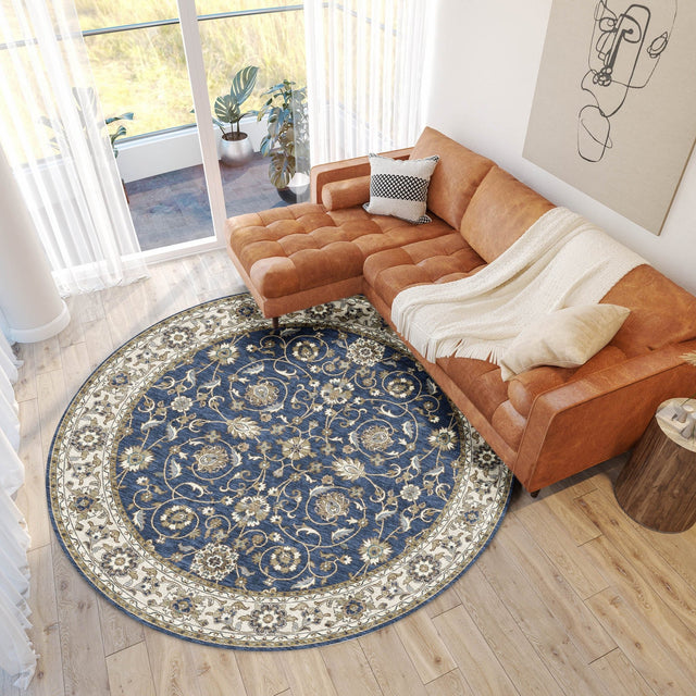 Dalyn Hatay HY1 Navy Rug shown in a room