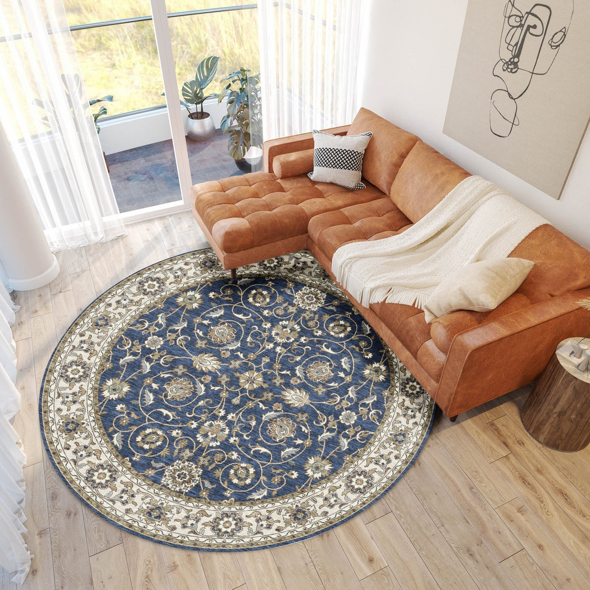 Dalyn Hatay HY1 Navy Rug shown in a room