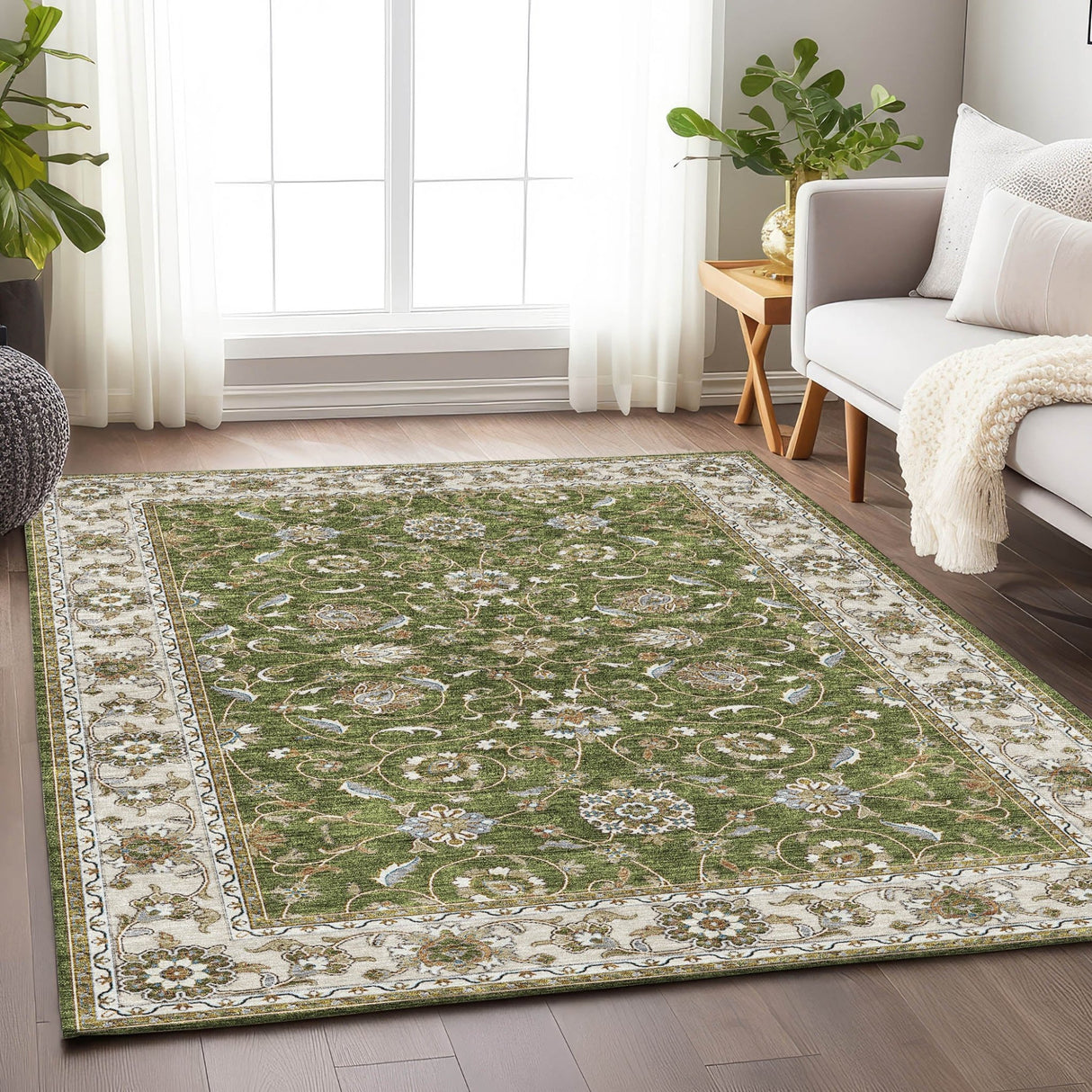 Dalyn Hatay HY1 Olive Rug shown in a room