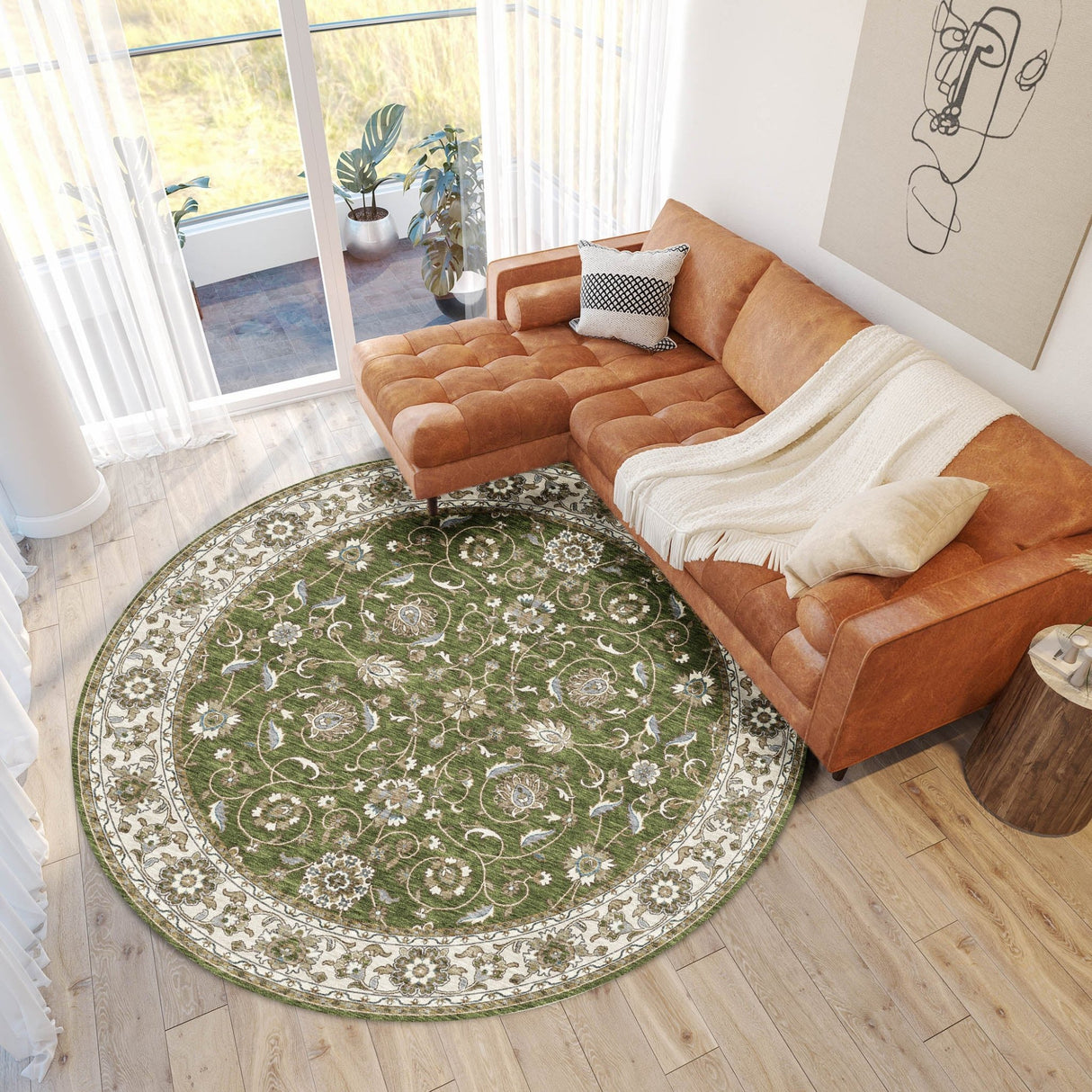 Dalyn Hatay HY1 Olive Rug shown in a room