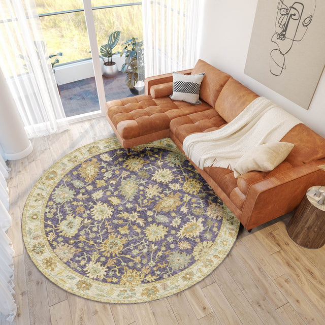 Dalyn Hatay HY2 Eggplant Rug shown in a room