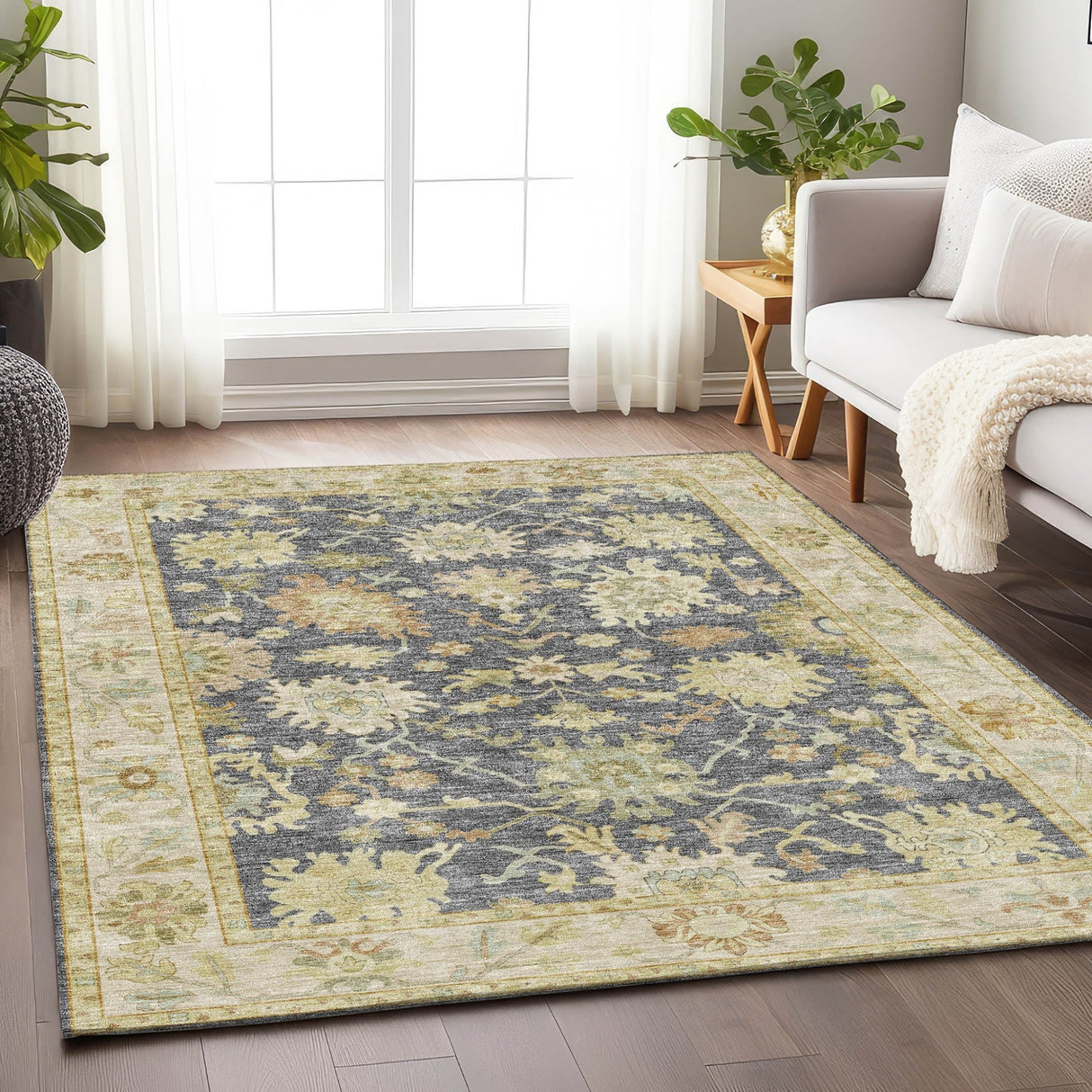 Dalyn Hatay HY2 Gray Rug shown in a room
