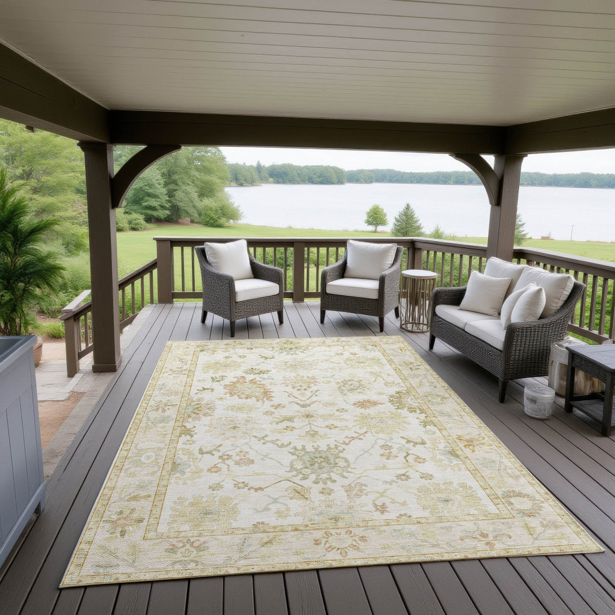 Dalyn Hatay HY2 Ivory Rug outdoor lifestyle image